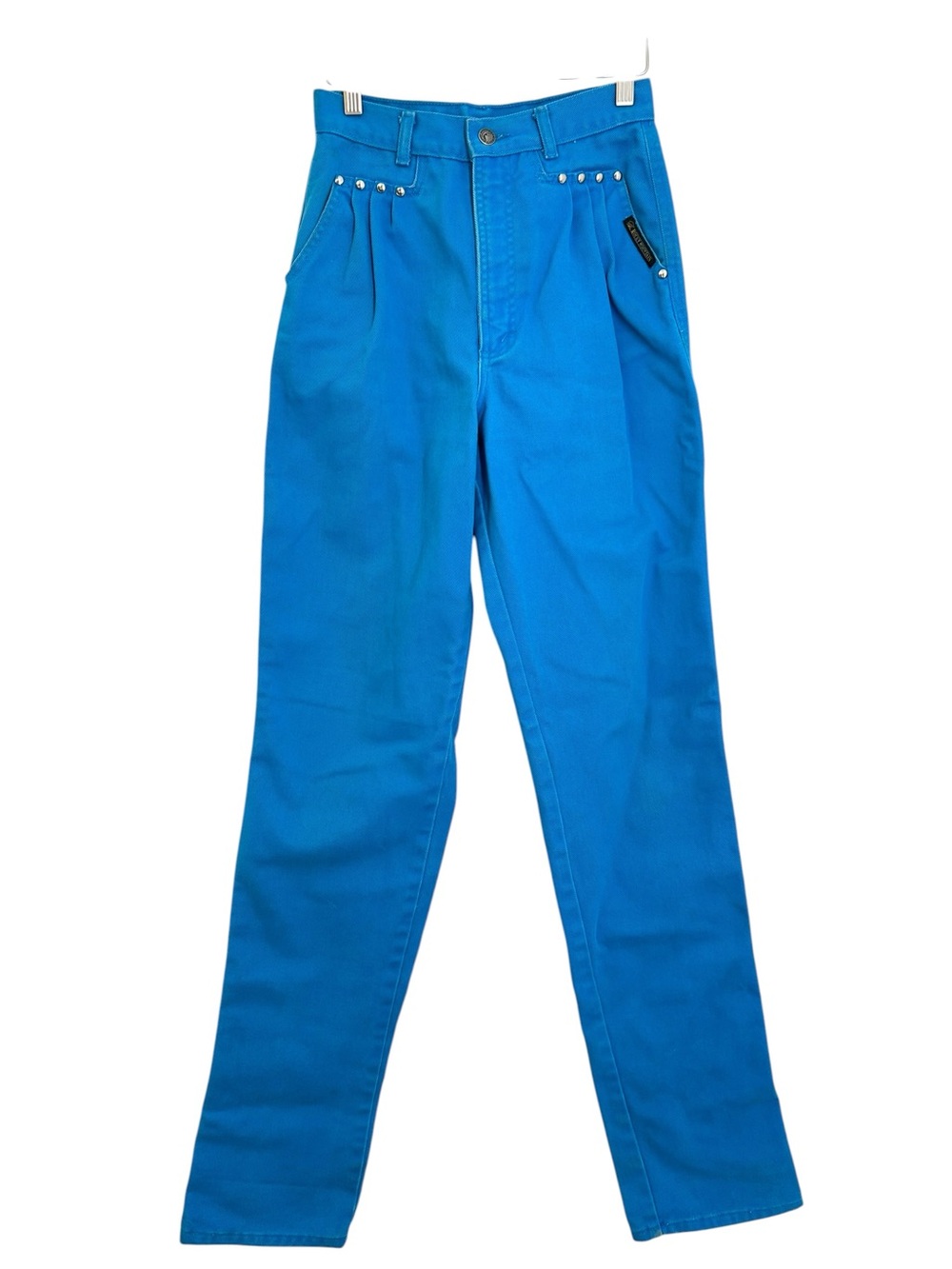 Rocky Mountain Vtg 90s Western Jeans Turquoise Denim Studded High Waist Size 7 L